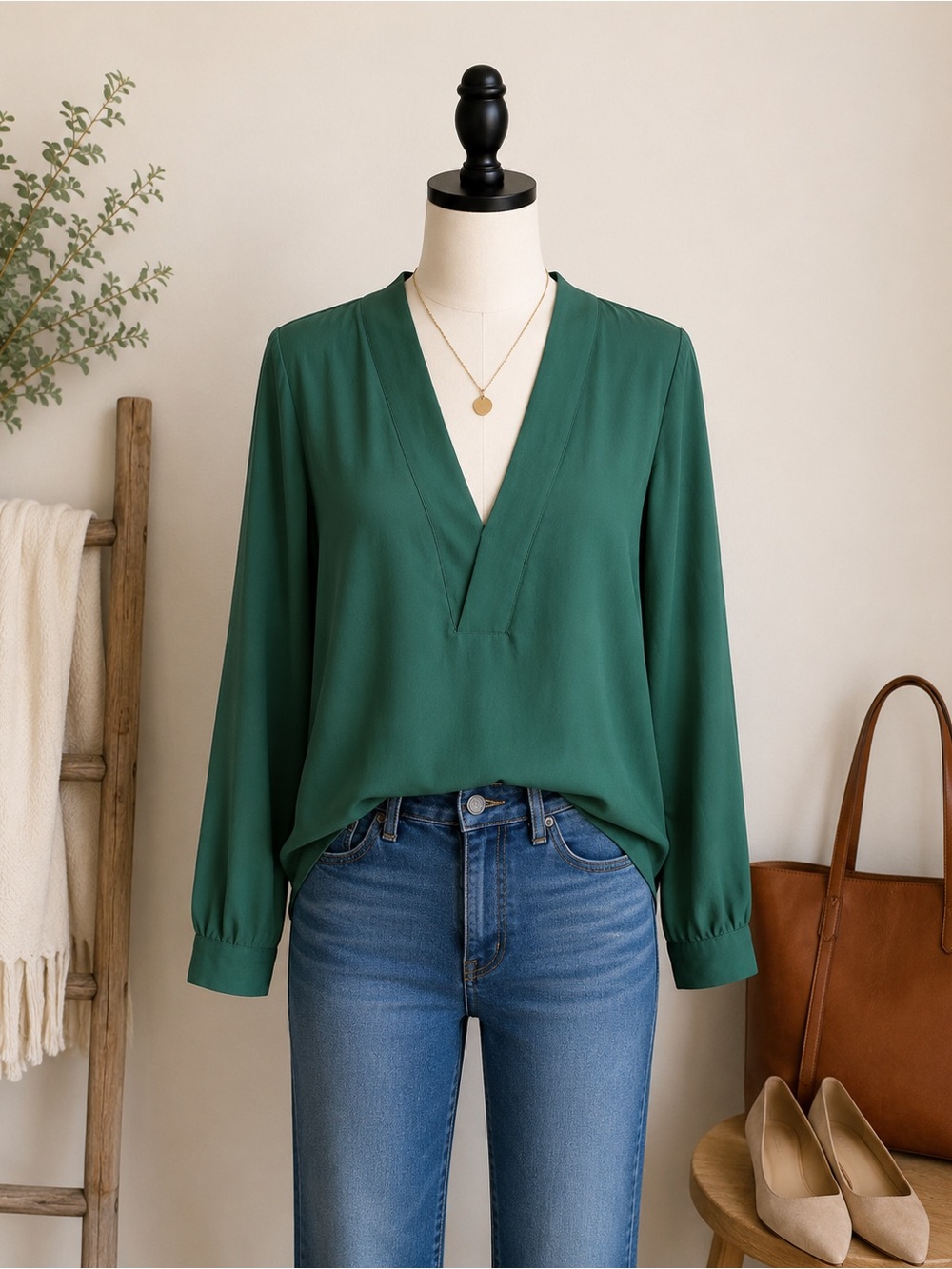 Boutique green blouse size small